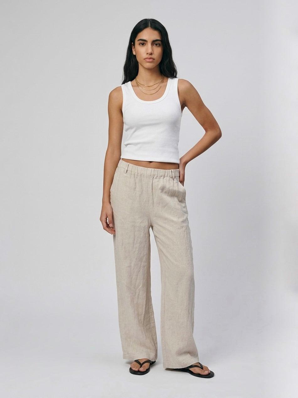 PANTALONE 100% LINO BEIGE