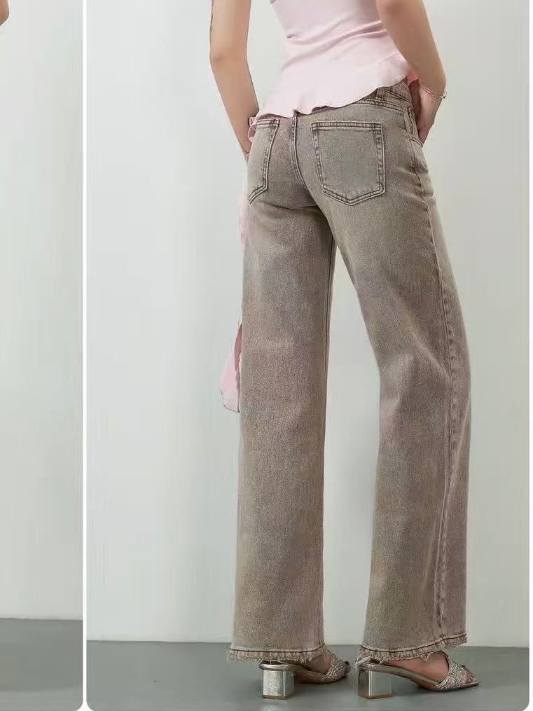 JEANS WIDE LEG taupe