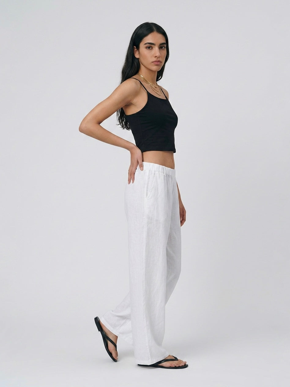 PANTALONE 100% LINO BIANCO