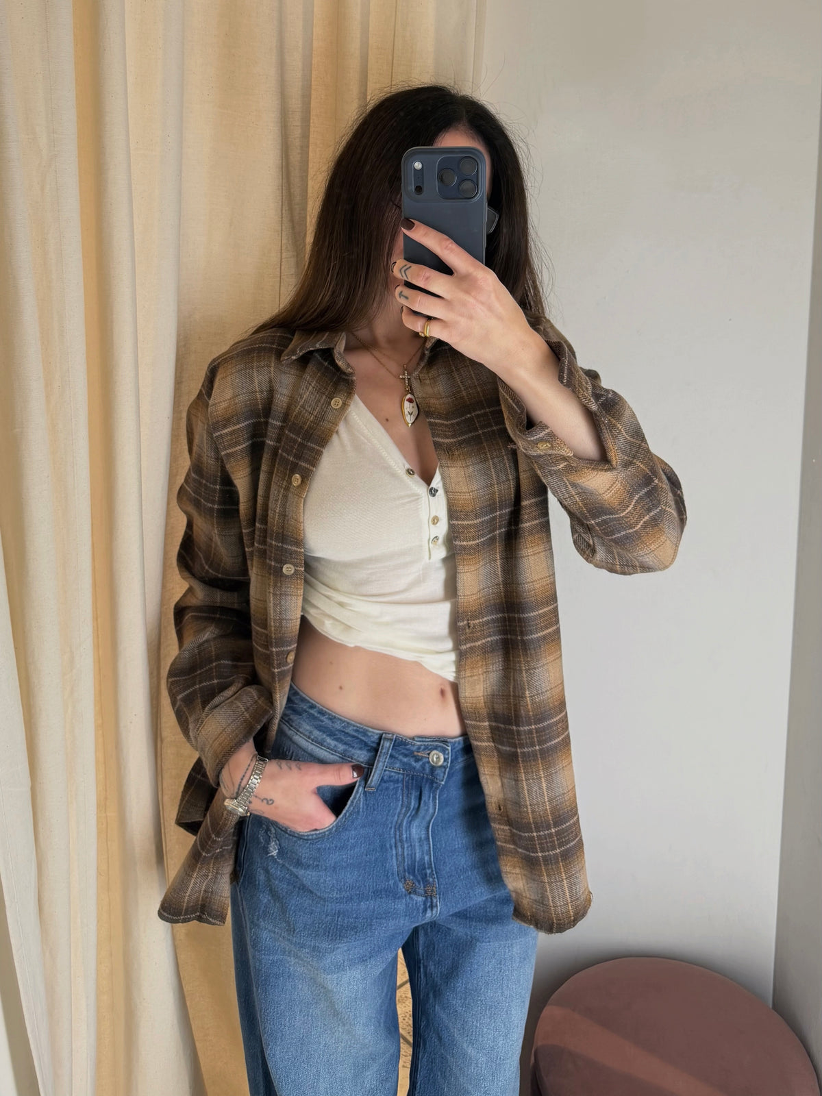 Camicia Check Moro/Biscotto