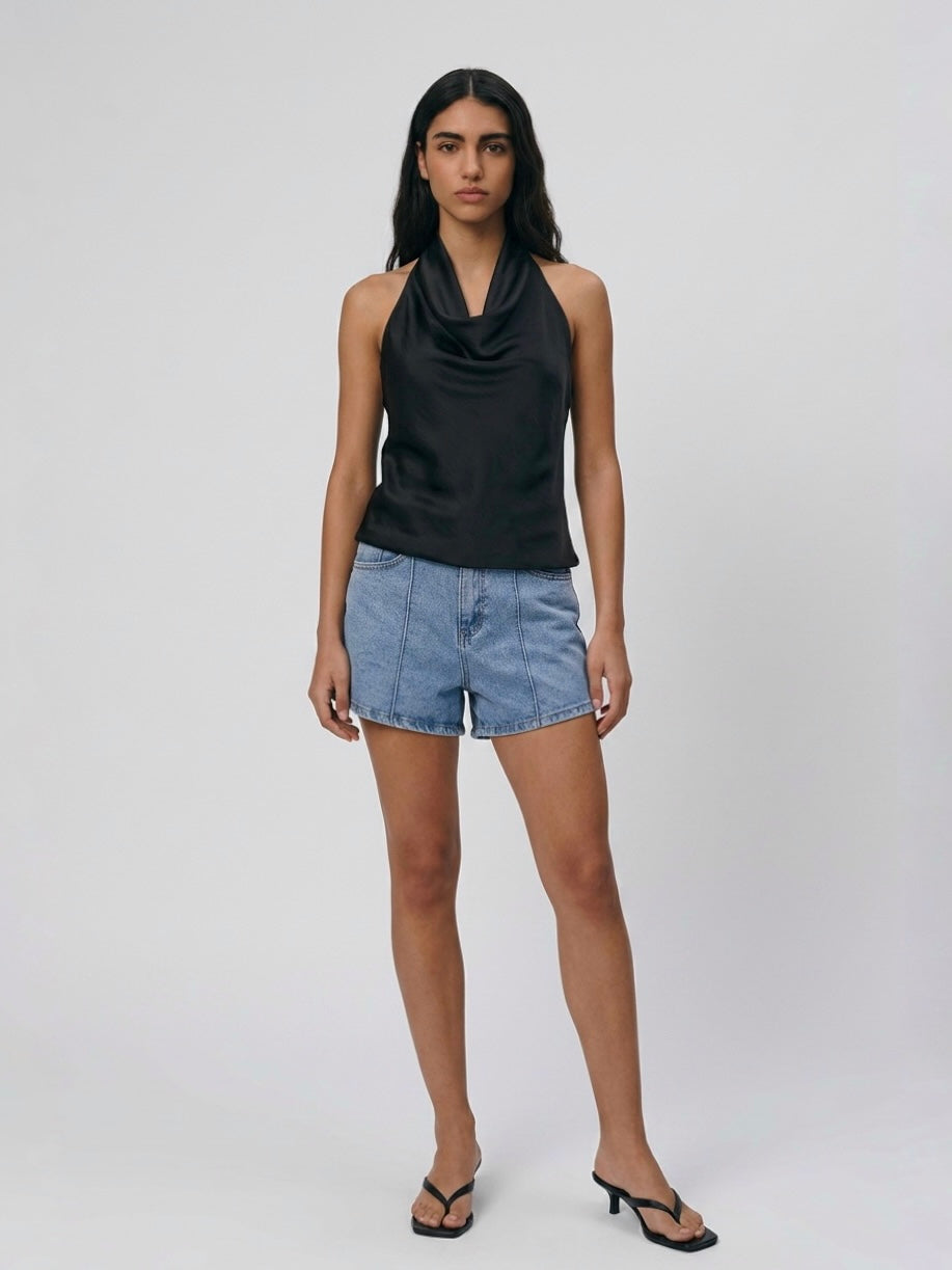 TOP SATIN NERO