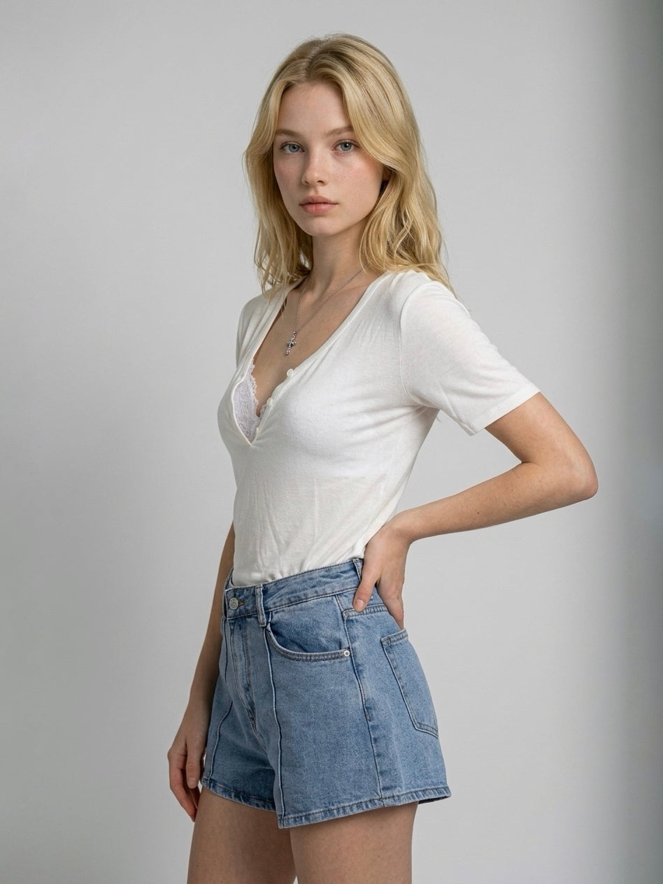 T-SHIRT MISTO SETA BIANCA
