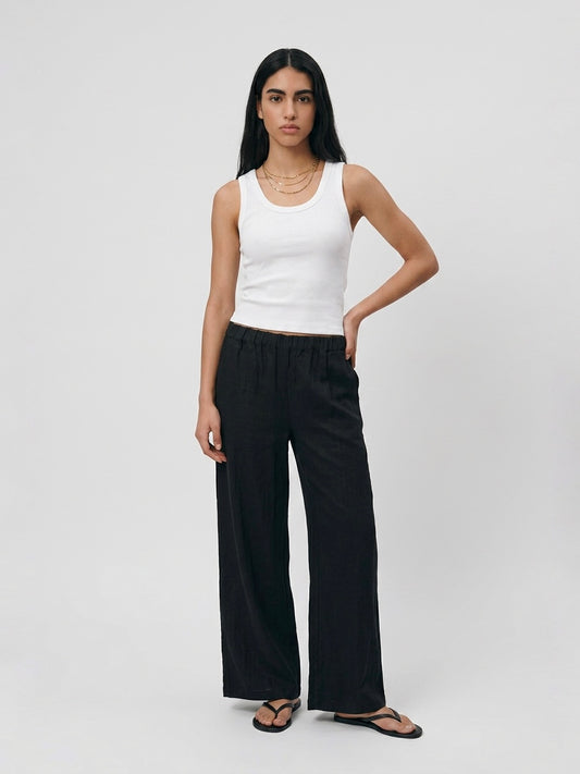 PANTALONE 100% LINO NERO