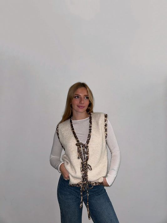 GILET BORDO MACULATO - Beige