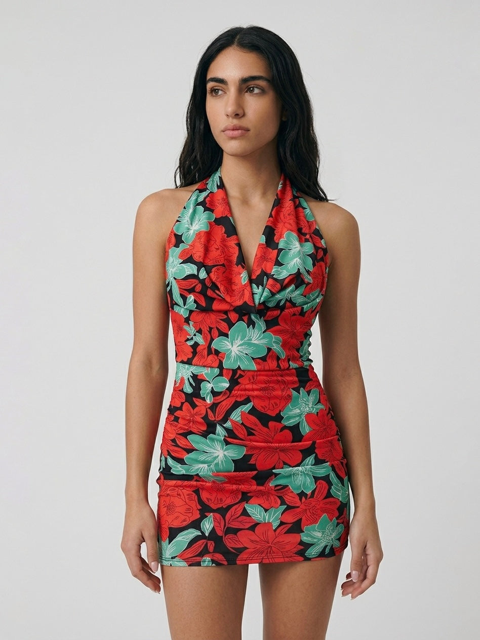 Minidress Flowers Rosso
