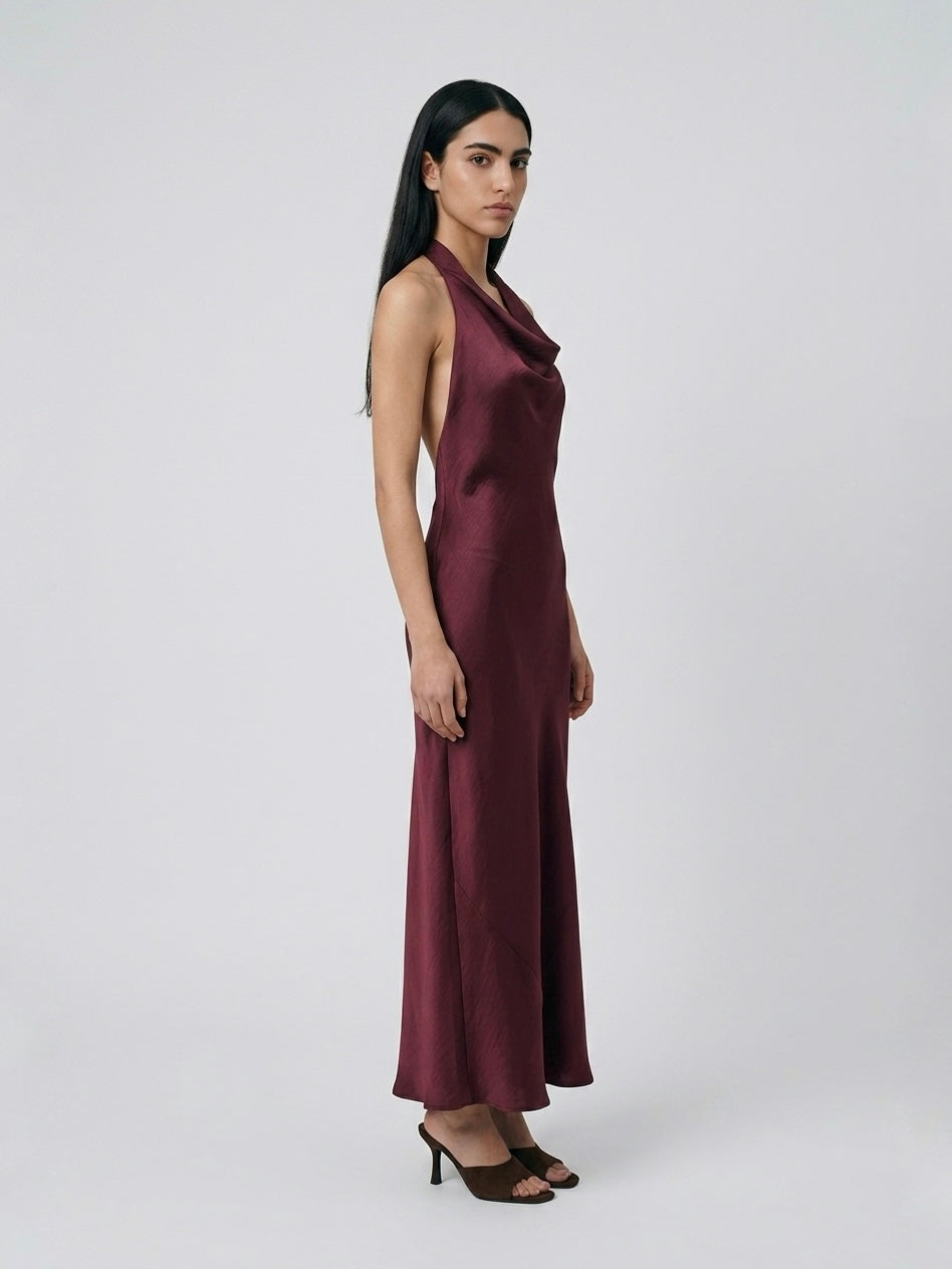 LONGDRESS SATIN VINO