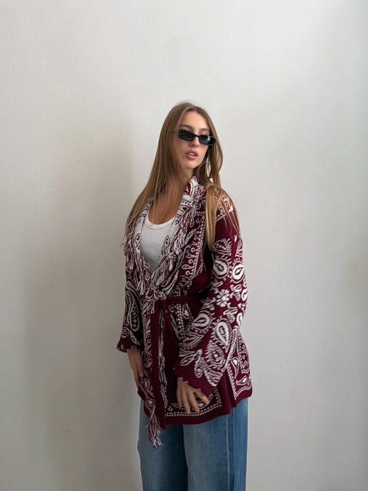 Cardigan Bandana burgundy