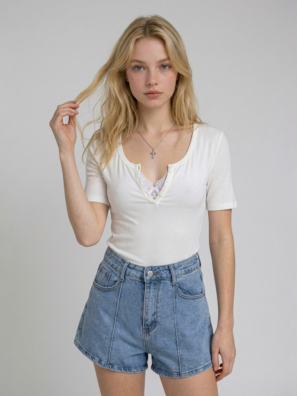 T-SHIRT MISTO SETA BIANCA