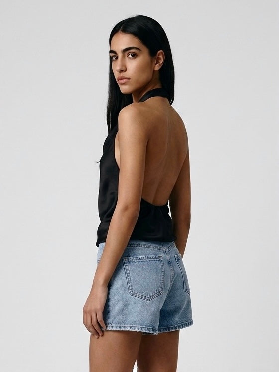 TOP SATIN NERO