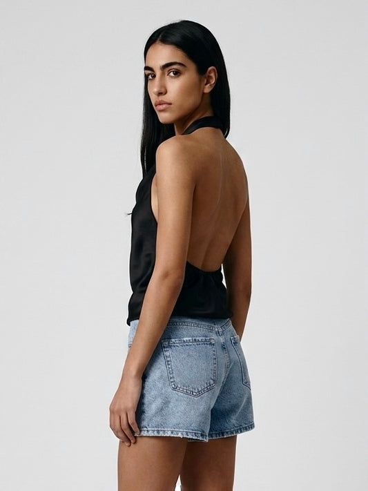 TOP SATIN NERO