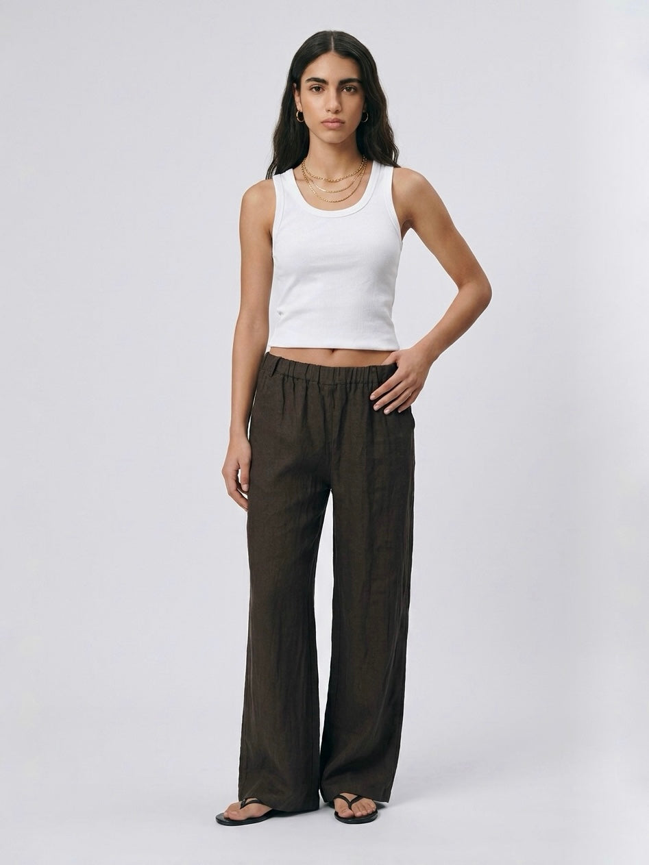 PANTALONE 100% LINO CHOCO