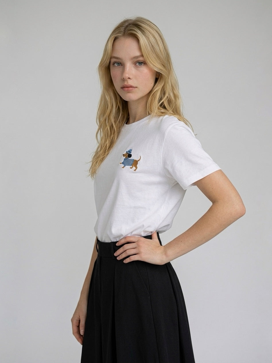 T-SHIRT BASSOTTO AZZURRO