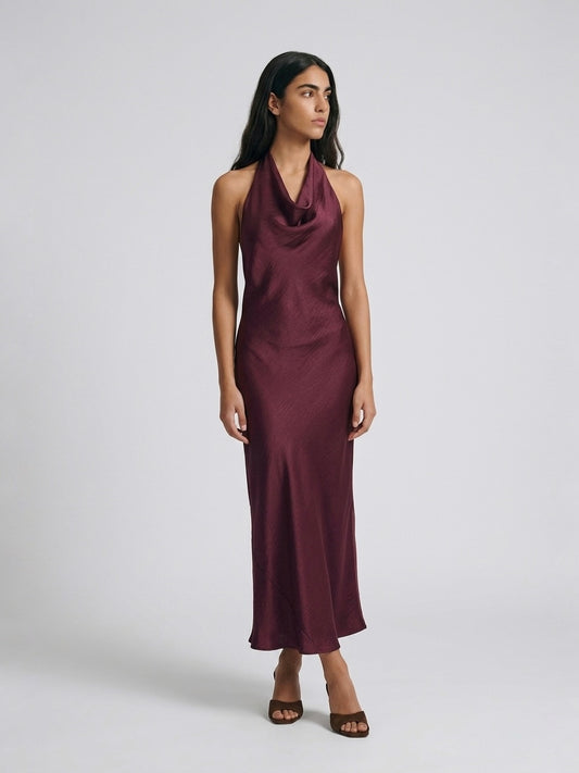 LONGDRESS SATIN VINO