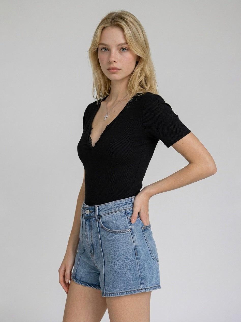 T-SHIRT MISTO SETA NERA
