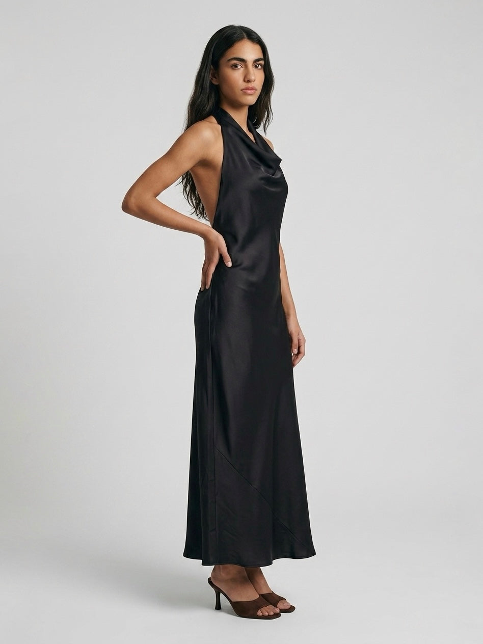 LONGDRESS SATIN CHOCO
