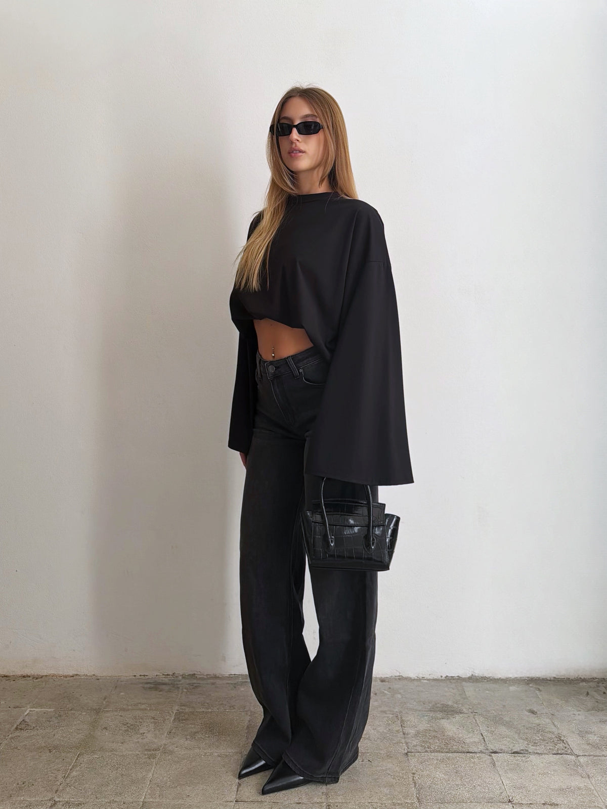 Jeans Straight Nero Slavato