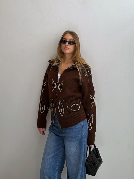 Cardigan Zip Bandana Moro