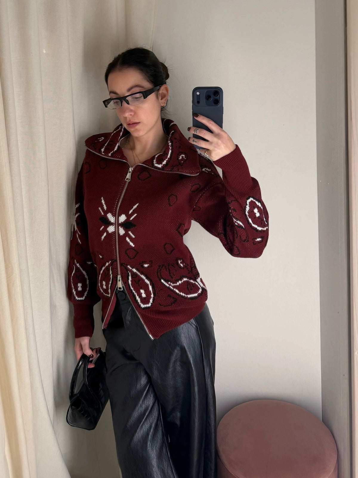 Cardigan Zip Bandana Vino