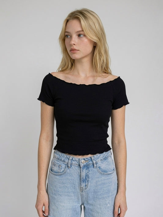 T-SHIRT CROP NERO