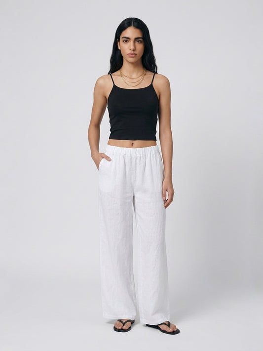 PANTALONE 100% LINO BIANCO