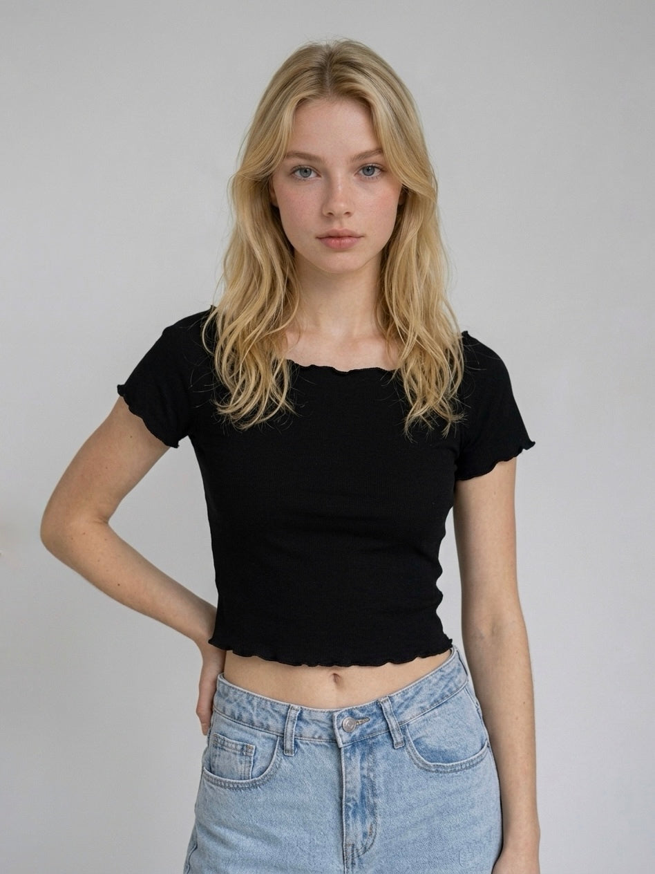 T-SHIRT CROP NERO