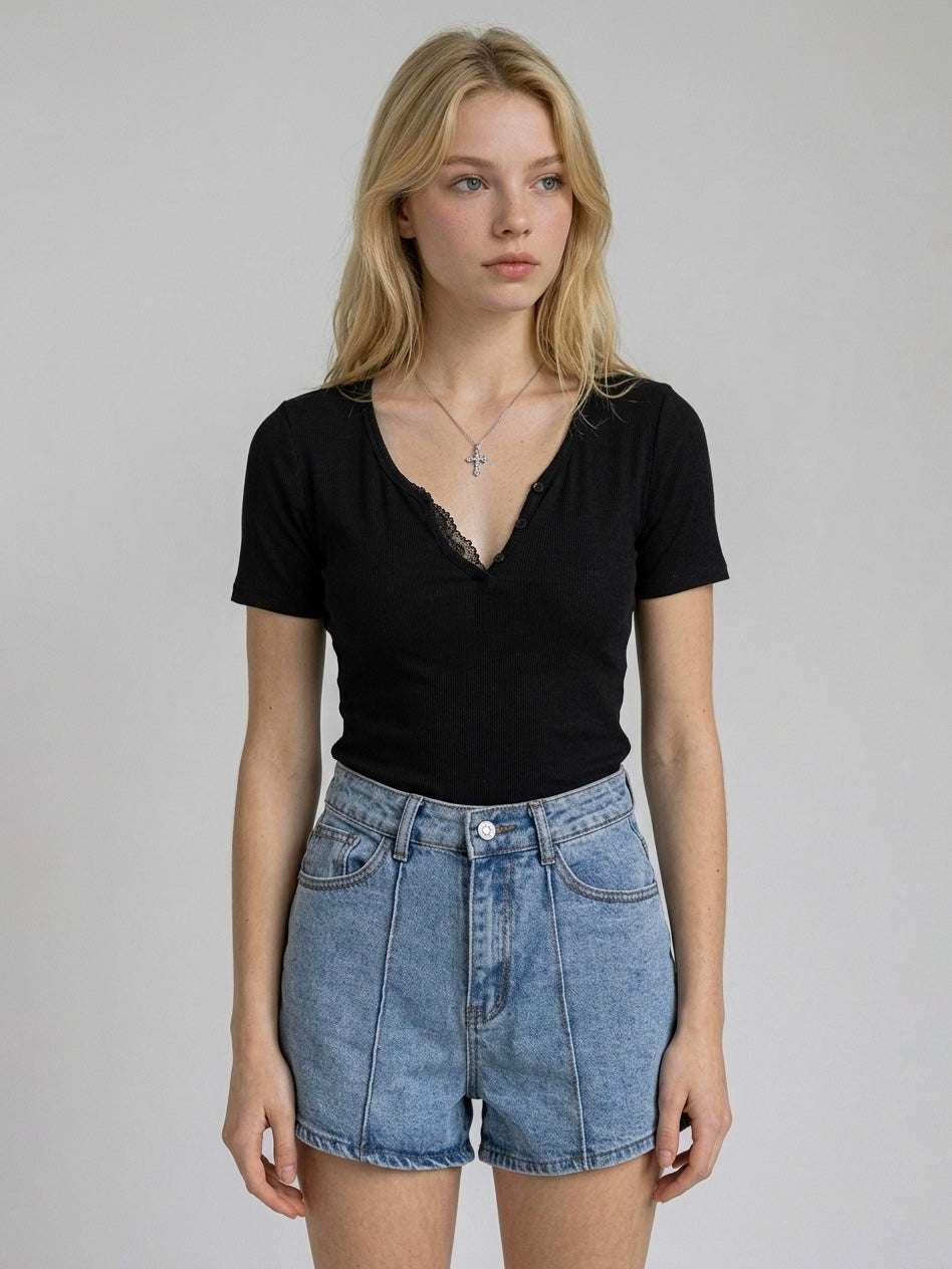 T-SHIRT MISTO SETA NERA