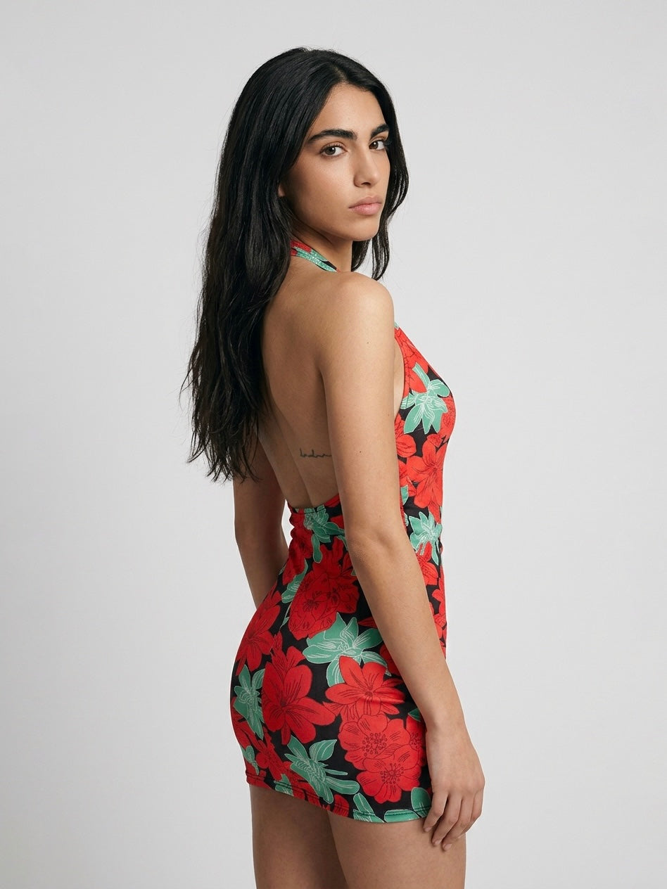 Minidress Flowers Rosso