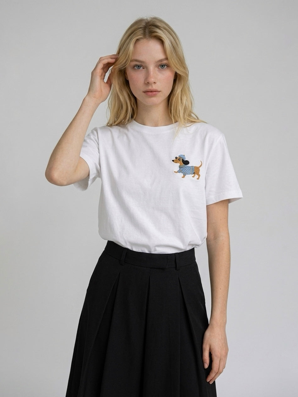 T-SHIRT BASSOTTO AZZURRO