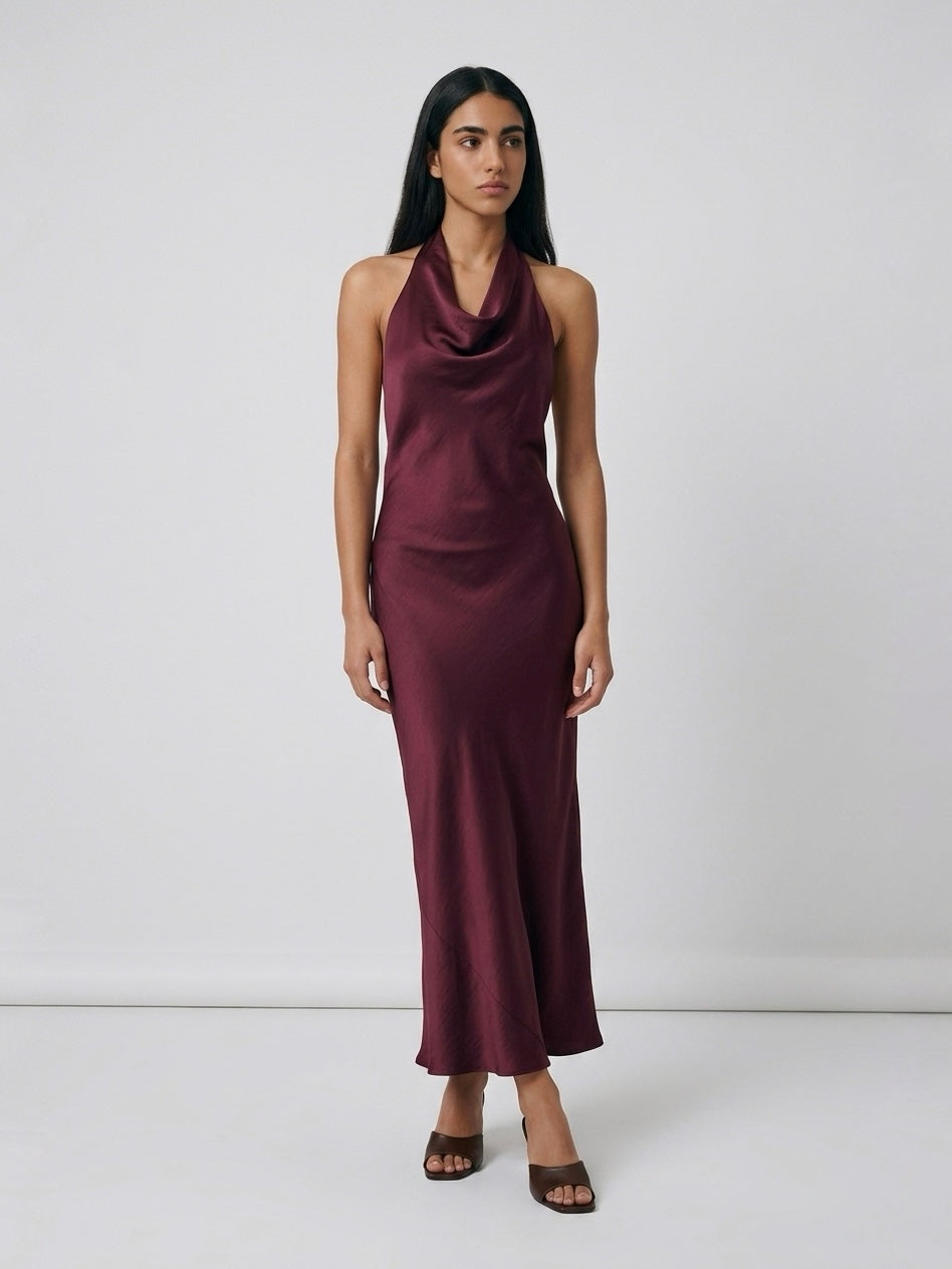 LONGDRESS SATIN VINO