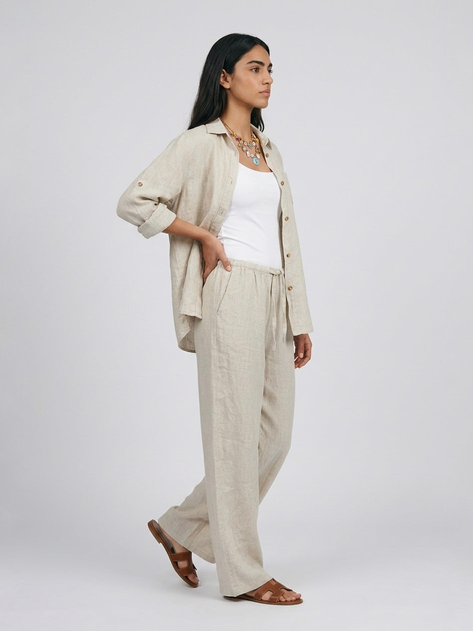 PANTALONE 100%LINO SABBIA
