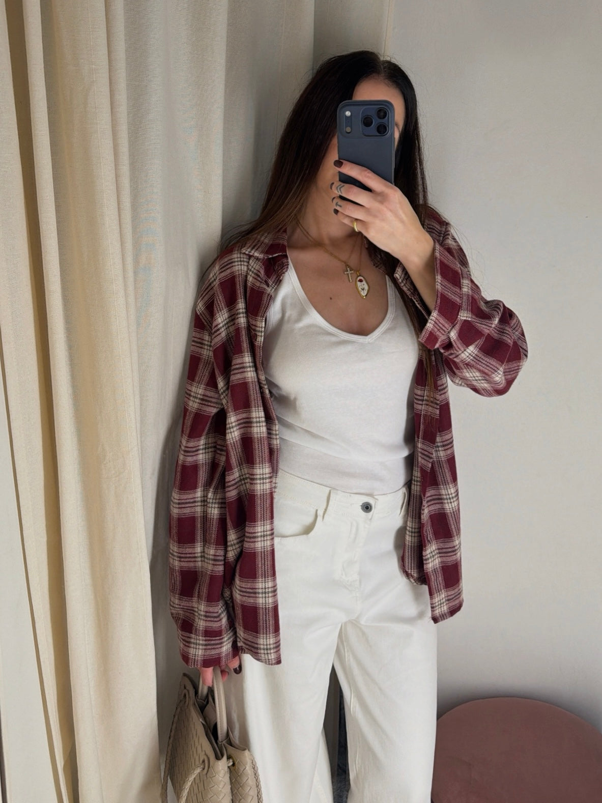 Camicia Check Bordeaux