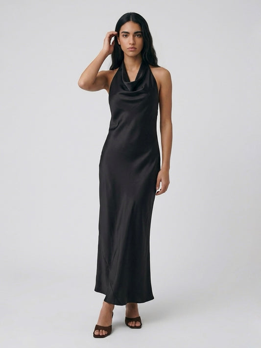 LONGDRESS SATIN CHOCO