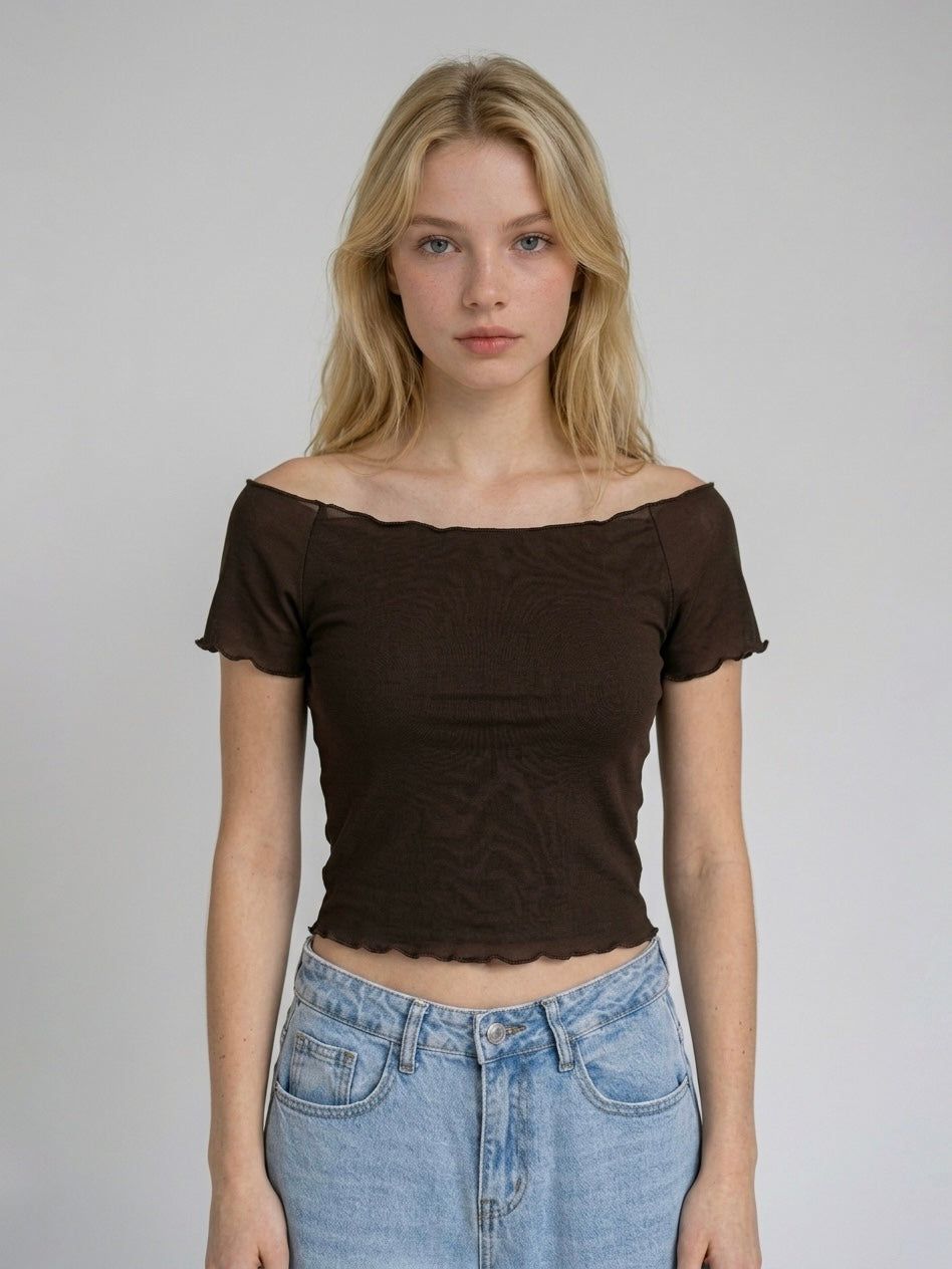 T-SHIRT CROP CIOCCOLATO