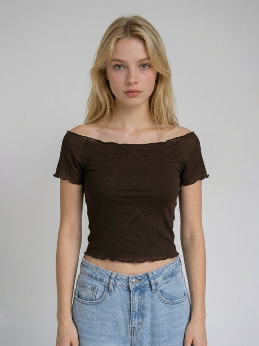 T-SHIRT CROP CIOCCOLATO