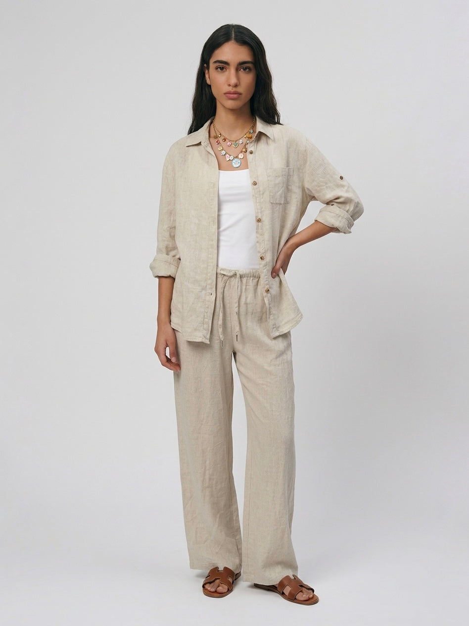 PANTALONE 100%LINO SABBIA