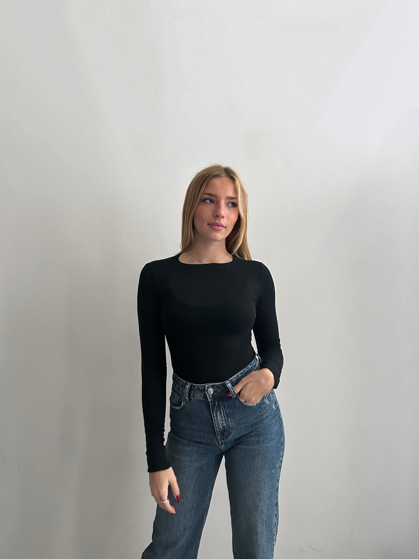 MAGLIA VELATA MISTO CASHMERE - Nero