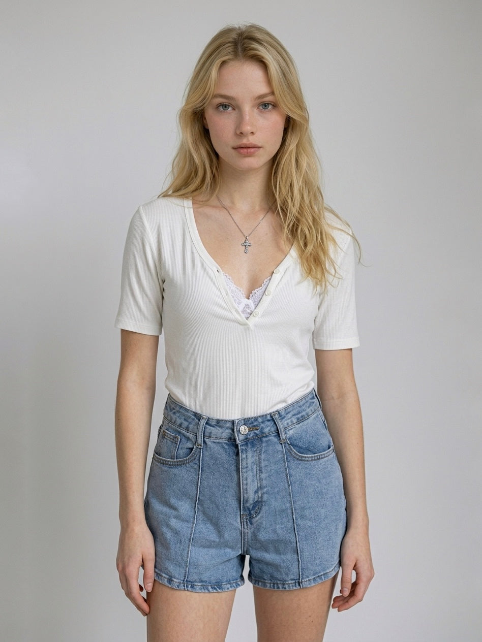 T-SHIRT MISTO SETA BIANCA