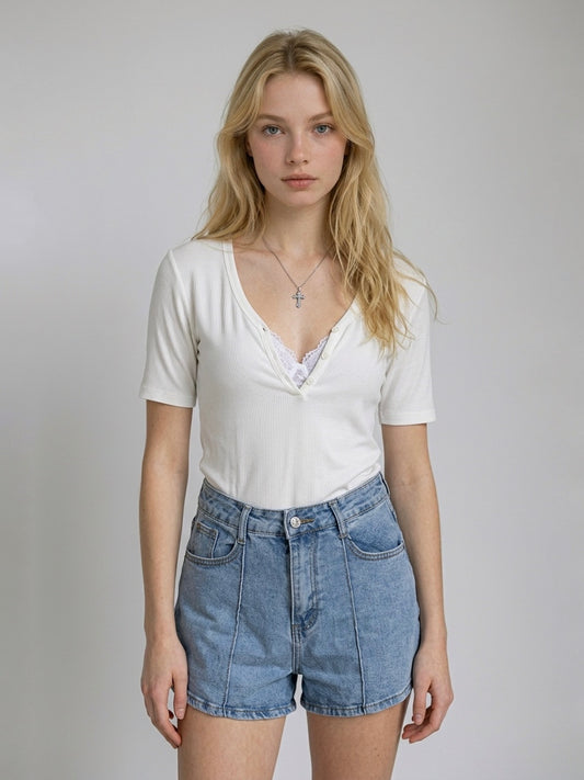 T-SHIRT MISTO SETA BIANCA
