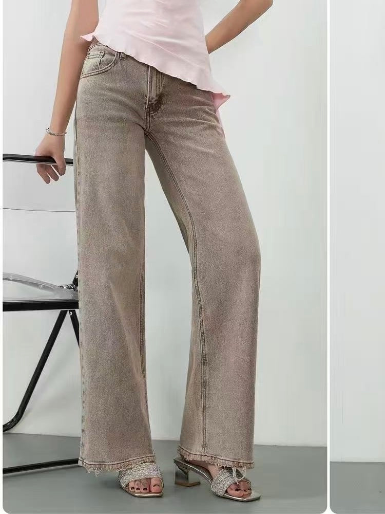 JEANS WIDE LEG taupe