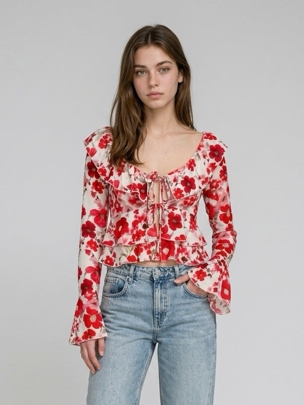 CAMICIA FLOWERS ROSSO