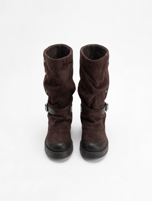 Stivali Biker ecosuede Moro