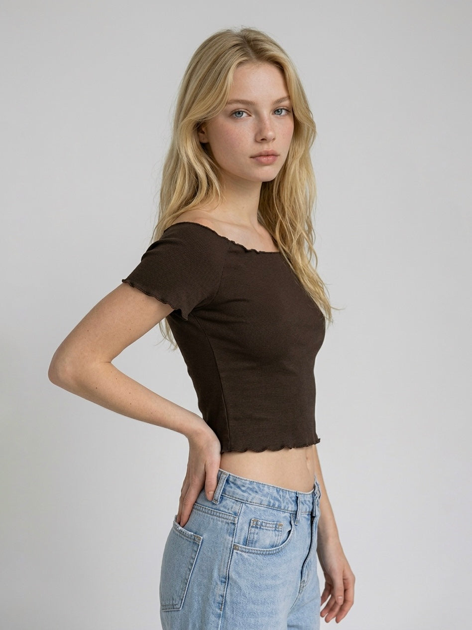 T-SHIRT CROP CIOCCOLATO