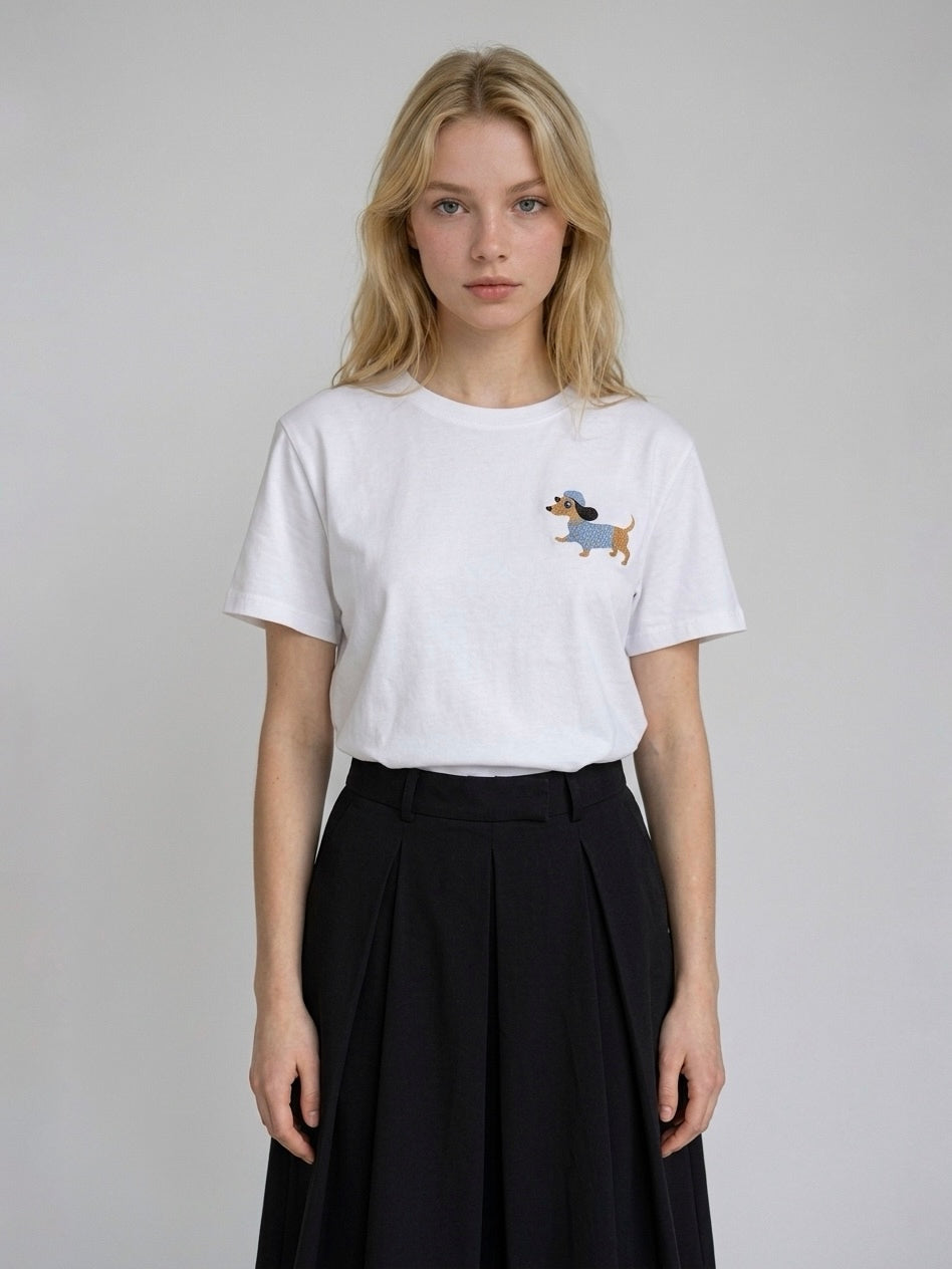 T-SHIRT BASSOTTO AZZURRO