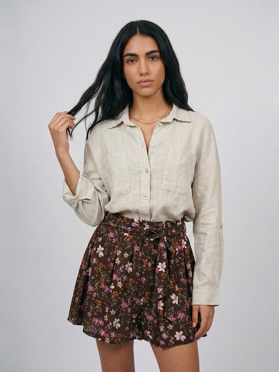 SHORTS FIORELLINI CHOCO