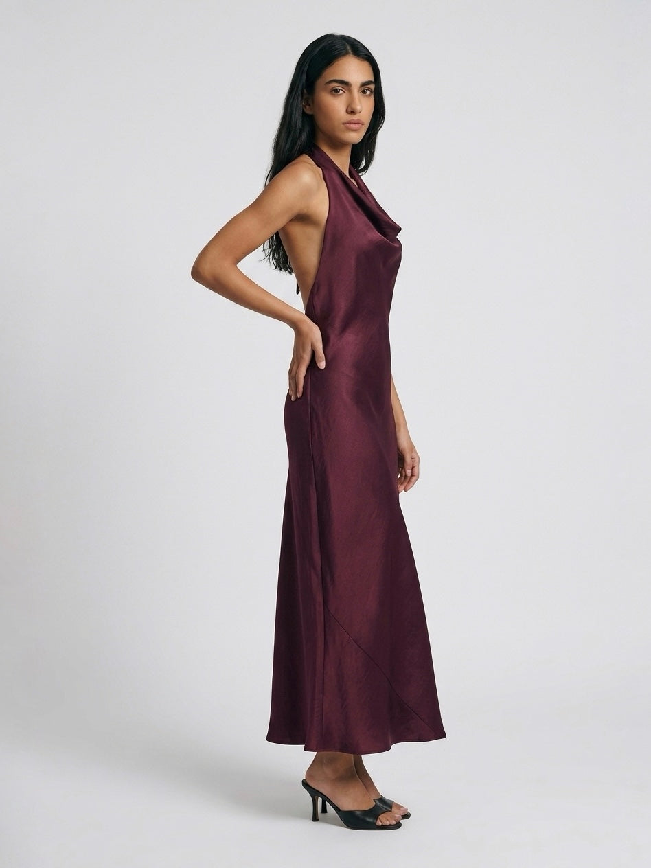 LONGDRESS SATIN VINO