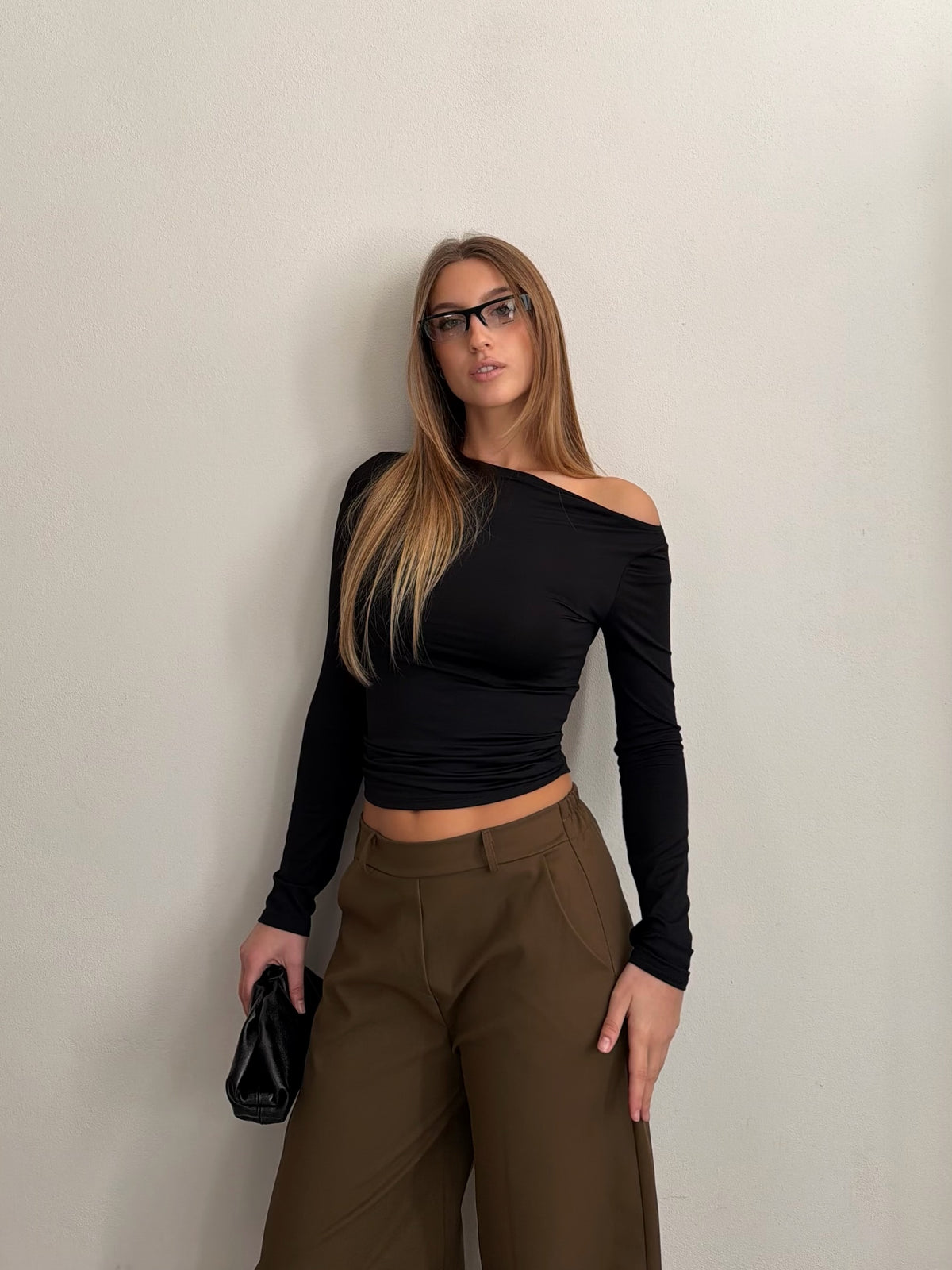 Maglia Lycra a barchetta Nera